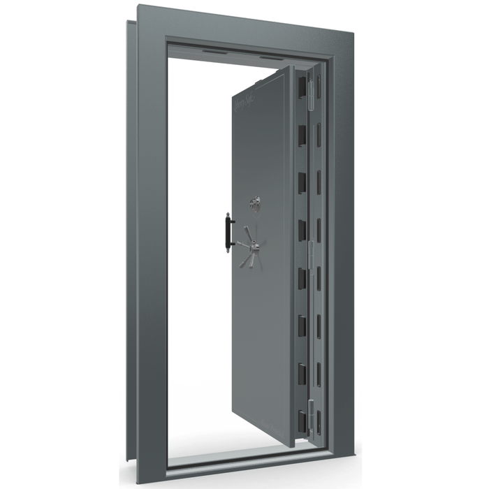 Vault Door Right Inswing | Forest Mist Gloss | Black Mechanical Lock | 81-85"(H) x 27-42"(W) x 7-10"(D)