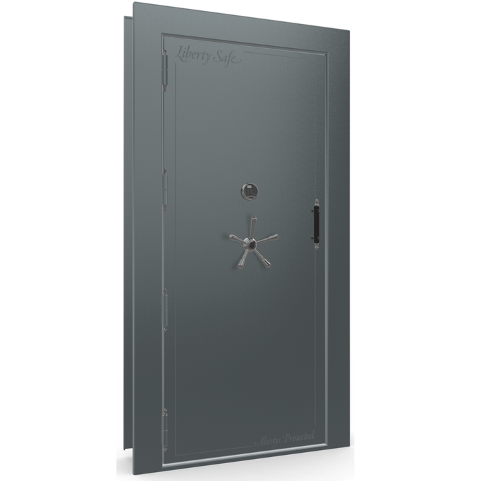 Vault Door Left Outswing | Forest Mist Gloss | Black Electronic Lock | 81-85"(H) x 27-42"(W) x 7-10"(D)