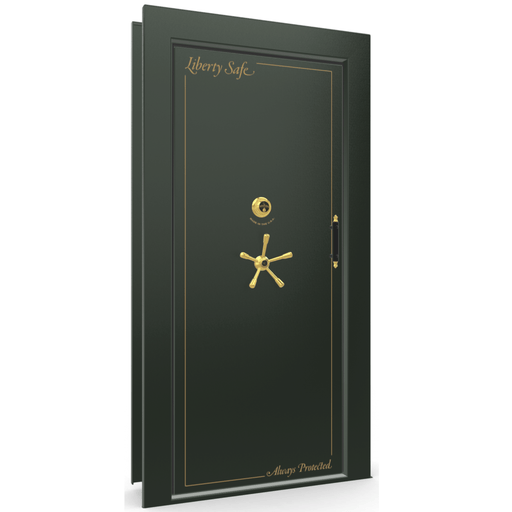 Vault Door Left Inswing | Green Gloss | Brass Mechanical Lock | 81-85"(H) x 27-42"(W) x 7-10"(D)