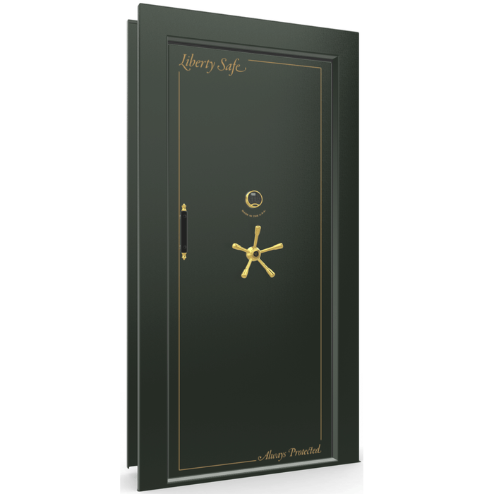 Vault Door Right Inswing | Green Gloss | Brass Electronic Lock | 81-85"(H) x 27-42"(W) x 7-10"(D)