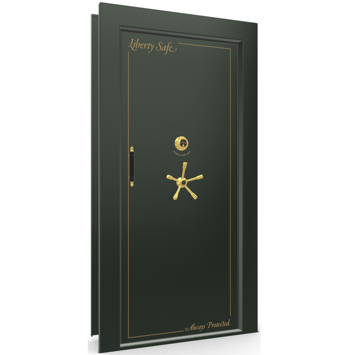 Vault Door Right Inswing | Green Gloss | Brass Mechanical Lock | 81-85"(H) x 27-42"(W) x 7-10"(D)