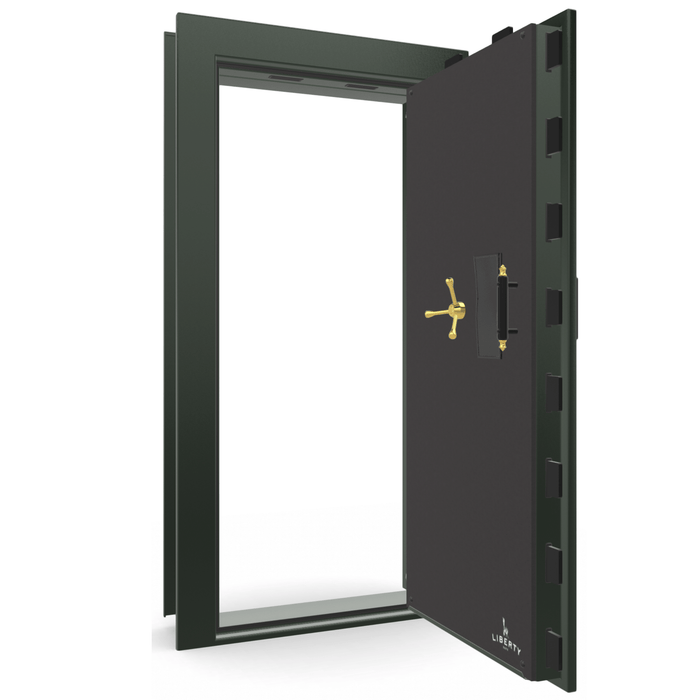 Vault Door Right Outswing | Green Gloss | Brass Electronic Lock | 81-85"(H) x 27-42"(W) x 7-10"(D)