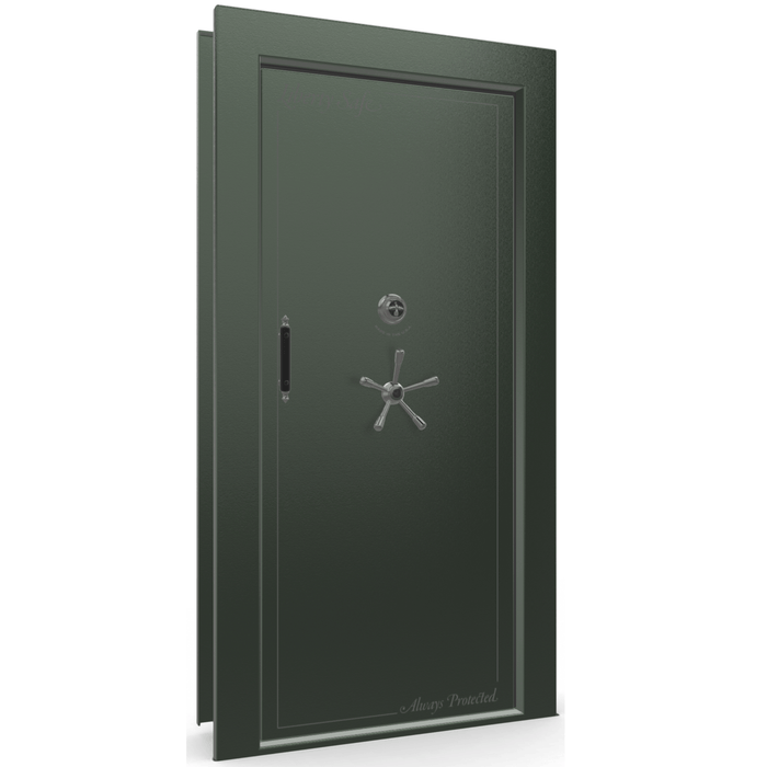 Vault Door Right Inswing | Green | Black Mechanical Lock | 81-85"(H) x 27-42"(W) x 7-10"(D)