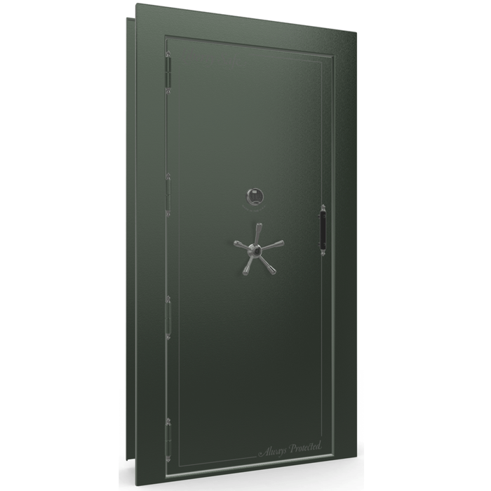 Vault Door Left Outswing | Green | Black Electronic Lock | 81-85"(H) x 27-42"(W) x 7-10"(D)
