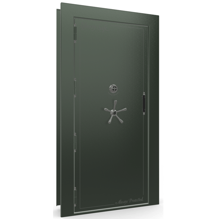 Vault Door Left Outswing | Green | Black Mechanical Lock | 81-85"(H) x 27-42"(W) x 7-10"(D)